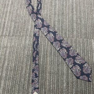 Dior Blue and Red Silk Tie with Paisley Design